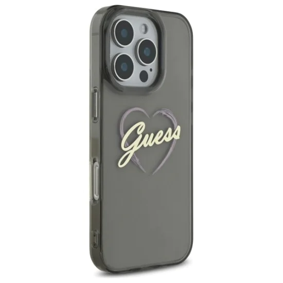 Калъф за iPhone 16 Pro Max - Guess Hardcase IML Heart (GUHCP16XHCHGSPK) - Черен