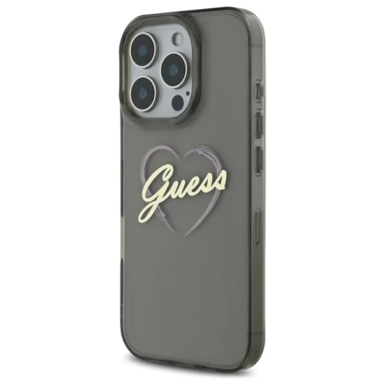 Калъф за iPhone 16 Pro Max - Guess Hardcase IML Heart (GUHCP16XHCHGSPK) - Черен