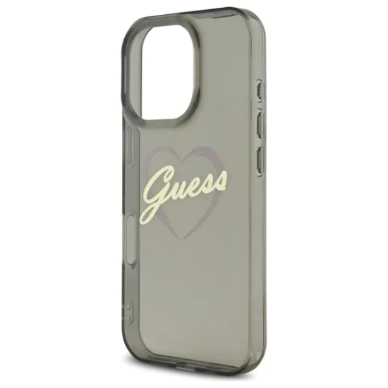 Калъф за iPhone 16 Pro - Guess Hardcase IML Heart (GUHCP16LHCHGSPK) - черен
