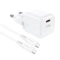 Комплект зарядно устройство за стена A77 – Acefast, с USB-C кабел, зарядно устройство Type-C Mini GaN, PD30W – бяло
