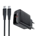 Комплект зарядно за стена A82 – Acefast, с USB-C кабел, Type-C, GaN технология, PD20W – черно