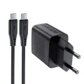 Комплект зарядно за стена A82 – Acefast, с USB-C кабел, Type-C, GaN технология, PD20W – черно