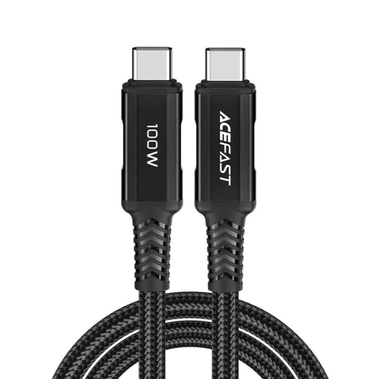 Кабел за данни C4-03 – Acefast, Type-C към Type-C, 100W, 5A, 480Mb/s, Високоскоростно зареждане, 2m – Черен