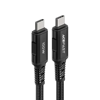 Кабел за данни C4-03 – Acefast, Type-C към Type-C, 100W, 5A, 480Mb/s, Високоскоростно зареждане, 2m – Черен