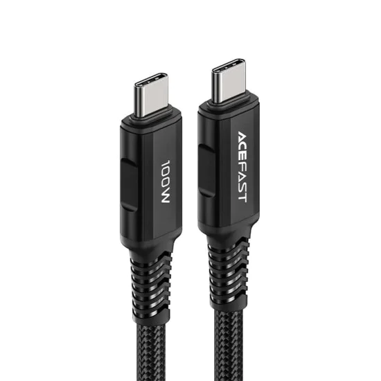 Кабел за данни C4-03 – Acefast, Type-C към Type-C, 100W, 5A, 480Mb/s, Високоскоростно зареждане, 2m – Черен