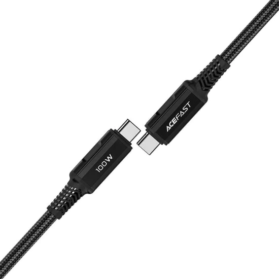 Кабел за данни C4-03 – Acefast, Type-C към Type-C, 100W, 5A, 480Mb/s, Високоскоростно зареждане, 2m – Черен