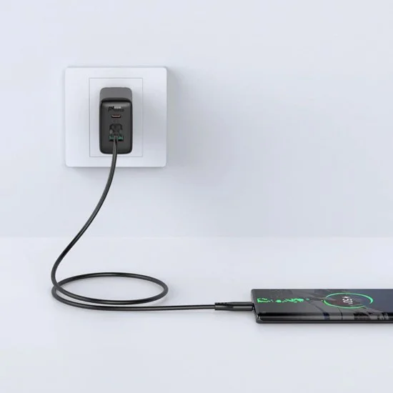 Кабел за данни C3-03 – Acefast, Type-C към Type-C, 60W, 3A, 480Mb/s, Високоскоростно зареждане, 1.2m – Черен