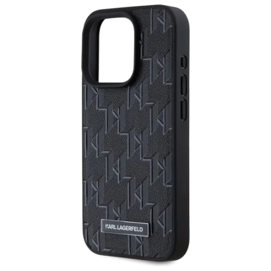 IPhone 15 Pro Case - Karl Lagerfeld Leather MagSafe (KLHMP15LPKHPORPK) - монограм метално лого