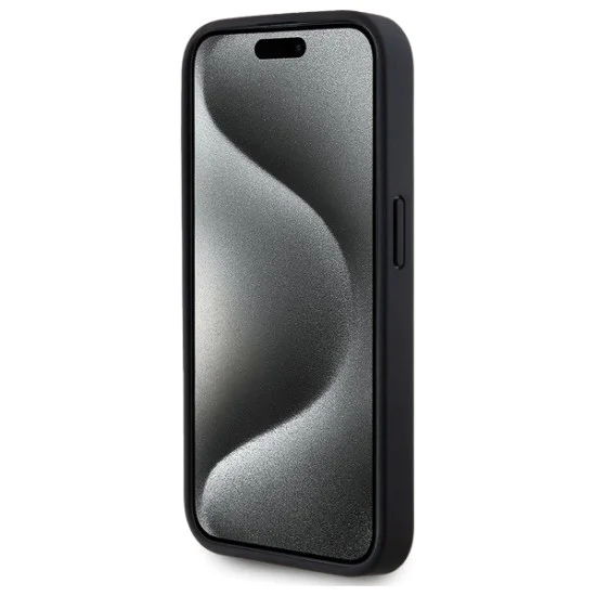 IPhone 15 Pro Case - Karl Lagerfeld Leather MagSafe (KLHMP15LPKHPORPK) - монограм метално лого