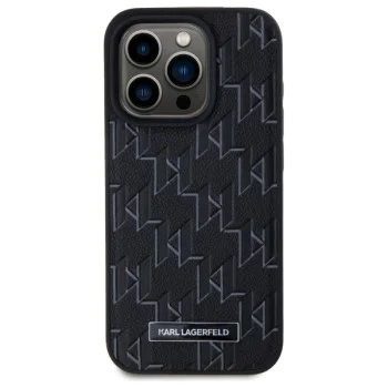IPhone 15 Pro Case - Karl Lagerfeld Leather MagSafe (KLHMP15LPKHPORPK) - монограм метално лого