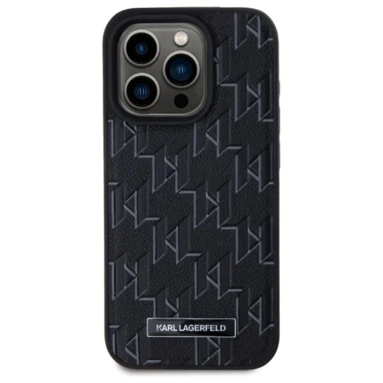 IPhone 15 Pro Case - Karl Lagerfeld Leather MagSafe (KLHMP15LPKHPORPK) - монограм метално лого