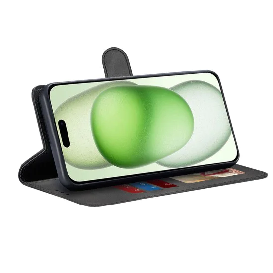 Калъф за iPhone 15 Plus - Дневник - Черен