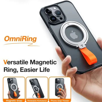 Torras - Ostand Magnetic Ring - Въртяща се на 360° стойка, държач за телефон/ръкохватка, лесно закрепване - черен