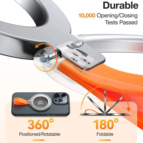 Torras - Ostand Magnetic Ring - Въртяща се на 360° стойка, държач за телефон/ръкохватка, лесно закрепване - черен