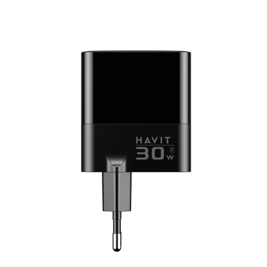 Havit - Зарядно за стена (UCLE001 EU) - 2x USB, Type-C, 30W, GaN технология - Черно