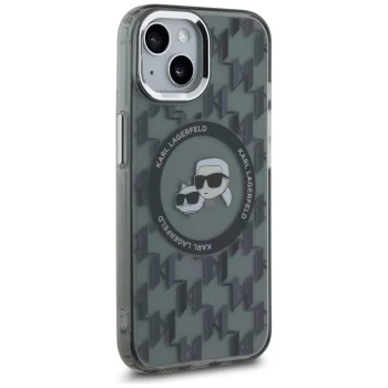 Калъф за iPhone 15 Plus - Karl Lagerfeld IML MagSafe (KLHMP15MHMCMCKKMHMHK) - монограм Karl&Choupette Head