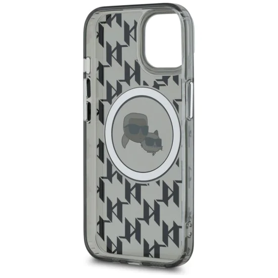 Калъф за iPhone 15 Plus - Karl Lagerfeld IML MagSafe (KLHMP15MHMCMCKKMHMHK) - монограм Karl&Choupette Head