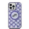 Калъф за iPhone 15 - Karl Lagerfeld IML MagSafe (KLHMP15SHMCKMHU) - лилав монограм Karl&Choupette Head