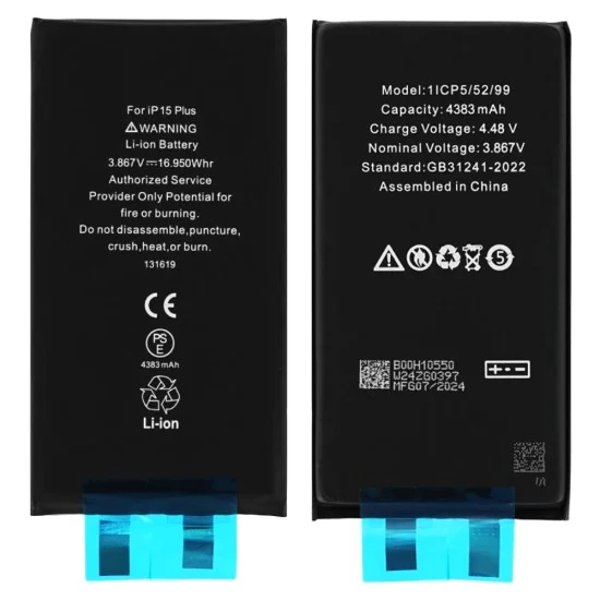 Батерия за iPhone 15 Plus, 4383mAh, 4383mAh, без щипка - OEM (21713) - Черна