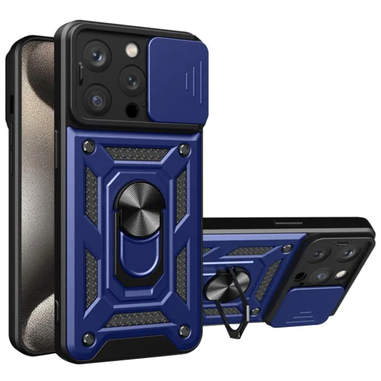 Калъф за iPhone 15 Pro - CamShield Series - син