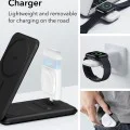 Безжично зарядно устройство 2C569 – ESR Premium Travel Set, с чанта, за iPhone, MFi Apple Watch, AirPods, Qi2 – бяло