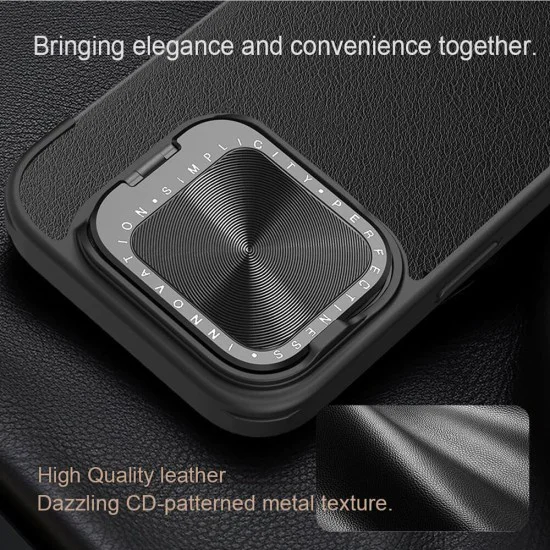Калъф за iPhone 16 - Nillkin Qin Prop Plain Leather Case - черен