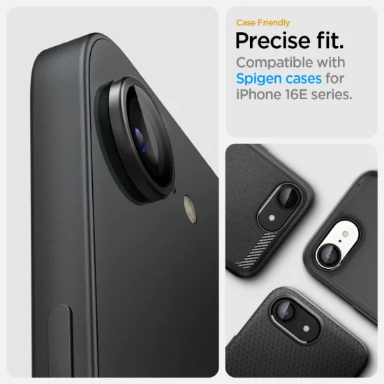 Протектор за Камера iPhone 16e - Spigen - Optik.tR EZ Fit Pro Camera Glass (2 бр.) - Черен