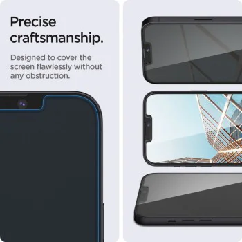 Протектор за iPhone 13 / iPhone 13 Pro / iPhone 14 / iPhone 16e - Spigen - Glas.tR Slim - Поверителност