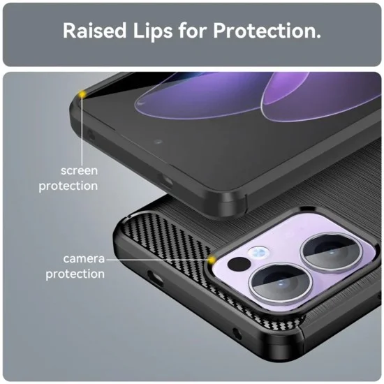 Калъф за телефон Oppo Reno13 Pro – Techsuit Carbon Silicone – Черен