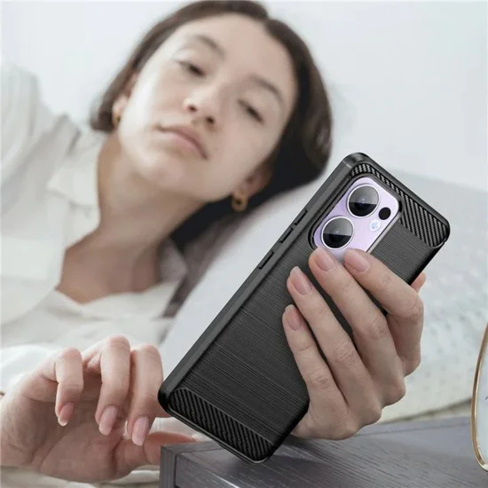 Калъф за телефон Oppo Reno13 Pro – Techsuit Carbon Silicone – Черен