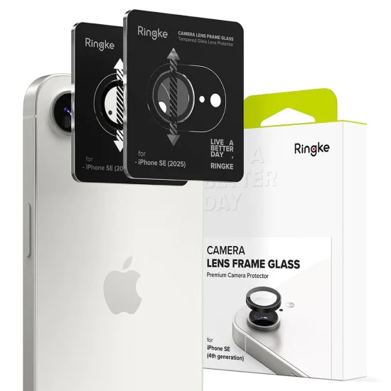 Ringke - Стъкло за рамка на обектива на камерата (2 Броя) - iPhone 16e - Черен