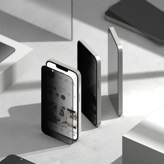 Ringke - Easy Slide Privacy Tempered Glass (2 Броя) - iPhone 16e - Черен