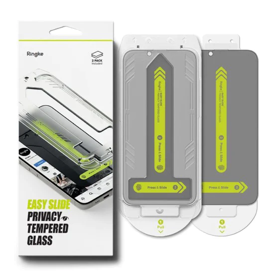 Ringke - Easy Slide Privacy Tempered Glass (2 Броя) - iPhone 16e - Черен