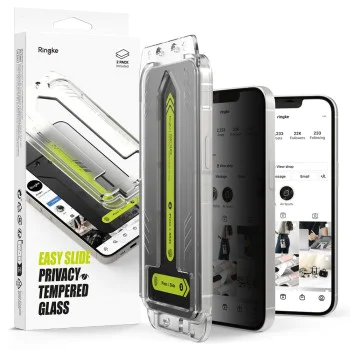 Ringke - Easy Slide Privacy Tempered Glass (2 Броя) - iPhone 16e - Черен