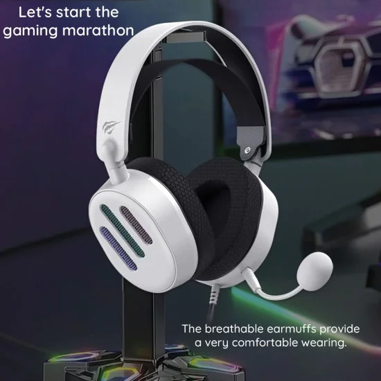 Havit - Геймърски слушалки (H2038U) - с микрофон, 50 мм високоговорител, USB, 2 м - Черни
