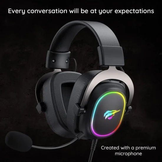 Havit - Геймърски слушалки (H2002P) - с RGB, микрофон, 53 мм високоговорител, 2 м кабел - Черни