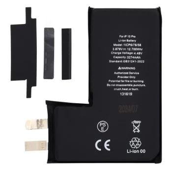 Батерия за iPhone 15 Pro, 3274mAh, без захващане - OEM (21714) - Черна
