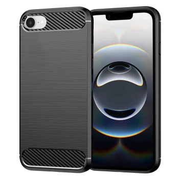 Калъф за iPhone SE 4 2025 - Carbon Silicone - Черен