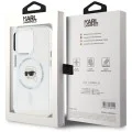 Калъф за iPhone 15 Pro - Karl Lagerfeld - IML MagSafe (KLHMP15LHLSKIH) - Бял метал Karl`s Head