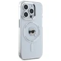 Калъф за iPhone 15 Pro - Karl Lagerfeld - IML MagSafe (KLHMP15LHLSKIH) - Бял метал Karl`s Head