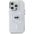 Калъф за iPhone 15 Pro - Karl Lagerfeld - IML MagSafe (KLHMP15LHLSKIH) - Бял метал Karl`s Head
