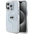 Калъф за iPhone 15 Pro - Karl Lagerfeld - IML MagSafe (KLHMP15LHLSKIH) - Бял метал Karl`s Head