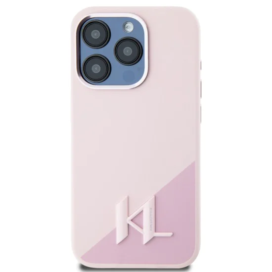 Калъф за iPhone 15 Pro - Karl Lagerfeld - Silicone MagSafe (KLHMP15LSCMKMPCP) - Pink Shadow Metal Initial