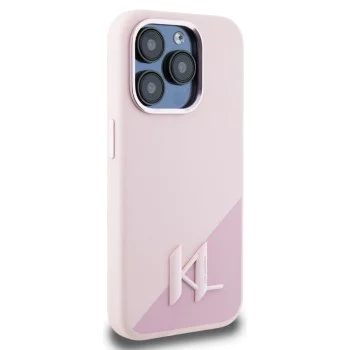 Калъф за iPhone 15 Pro - Karl Lagerfeld - Silicone MagSafe (KLHMP15LSCMKMPCP) - Pink Shadow Metal Initial