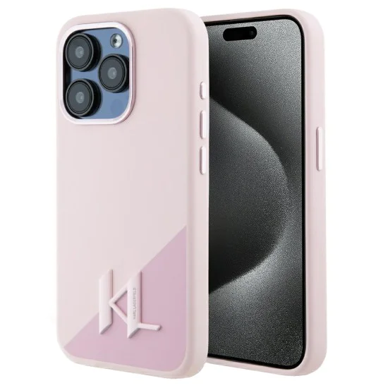 Калъф за iPhone 15 Pro - Karl Lagerfeld - Silicone MagSafe (KLHMP15LSCMKMPCP) - Pink Shadow Metal Initial