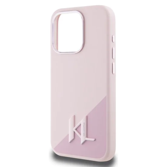 Калъф за iPhone 15 Pro - Karl Lagerfeld - Silicone MagSafe (KLHMP15LSCMKMPCP) - Pink Shadow Metal Initial