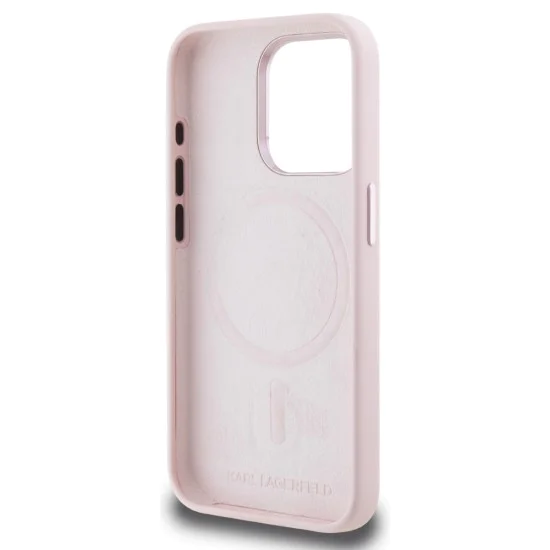 Калъф за iPhone 15 Pro - Karl Lagerfeld - Silicone MagSafe (KLHMP15LSCMKMPCP) - Pink Shadow Metal Initial