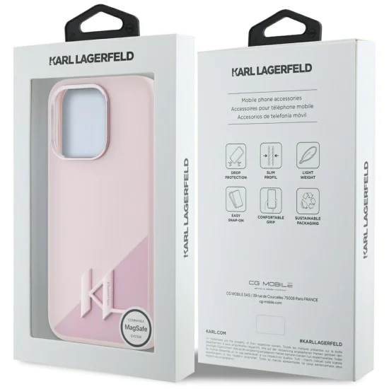 Калъф за iPhone 15 Pro - Karl Lagerfeld - Silicone MagSafe (KLHMP15LSCMKMPCP) - Pink Shadow Metal Initial