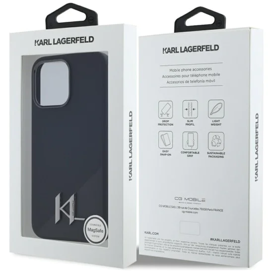 Калъф за iPhone 15 Pro - Karl Lagerfeld - Silicone MagSafe (KLHMP15LSCMKMPCK) - Shadow Metal Initial