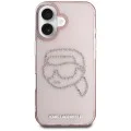Калъф за iPhone 16 - Karl Lagerfeld - IML Rhinestones (KLHCP16SHKHDCELP) - Pink Karl Head